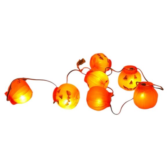 Vintage Blinky Pumpkin Blow Mold String Lights Halloween Party Decoration - Picture 4 of 5